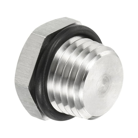 Uxcell 1/4 NPT Male Plug Stainless Steel Thread Hex Head Socket Pipe Fitting with Sealing Rubber Ring
