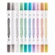 thumbnail image 2 of Plumas de pintura nacaradas de doble cabeza - 10 colores, tinta metálica de 5 ml con pincel flexible y puntas finas para álbumes DIY, tarjetas, cristal, madera, 2 of 9
