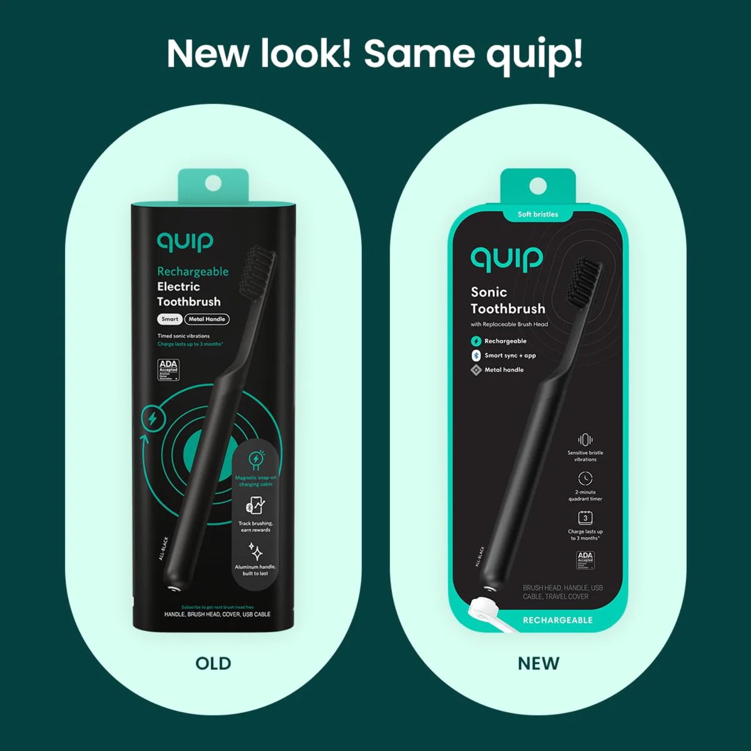 Quip Smart Recharge Metal Black Electric Toothbrush