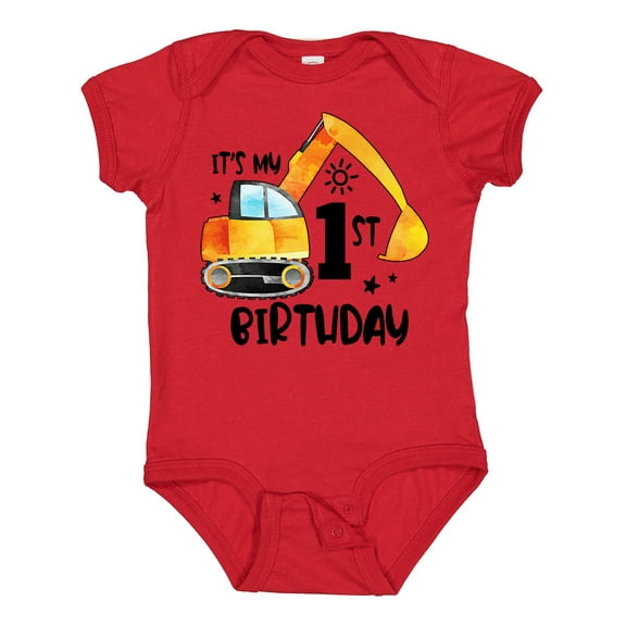 Inktastic Construction Truck It's My 1st Birthday Boys or Girls Baby Bodysuit