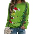 thumbnail image 1 of Thegrinchprint Chandail à Manches Longues pour Femmes, Col Rond, Décontracté, 1 of 2