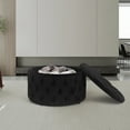 thumbnail image 2 of Homebeez Round Storage Ottoman Button Tufted Footrest Stool Coffee Table Children Sofa Stool,Black, 2 of 8