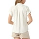 thumbnail image 3 of CAMISA DE BOTONES DE CHIFFON CHIC INSPIRADOR PARA MUJERES, BLUSA CORTA Y ELEGANTE DE MANGA CORTA, BLANCA, TALLA 2XL, 3 of 6