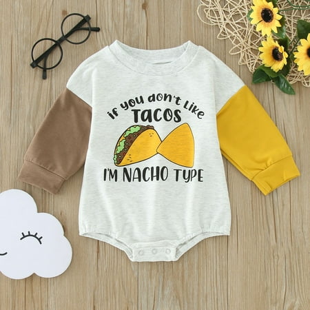 

Baby Boys Girls Long Sleeve Letter Cartoon Patchwork Romper Bodysuit Outfits Clothes