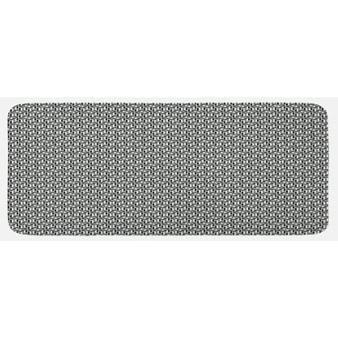 Black and White Kitchen Mat, Abstract Cubical Forms with Black Lines Squares Symmetry Techno Modern, Plush Decorative Kitchen Mat with Non Slip Backing, 47" X 19", White Black, by Ambesonne