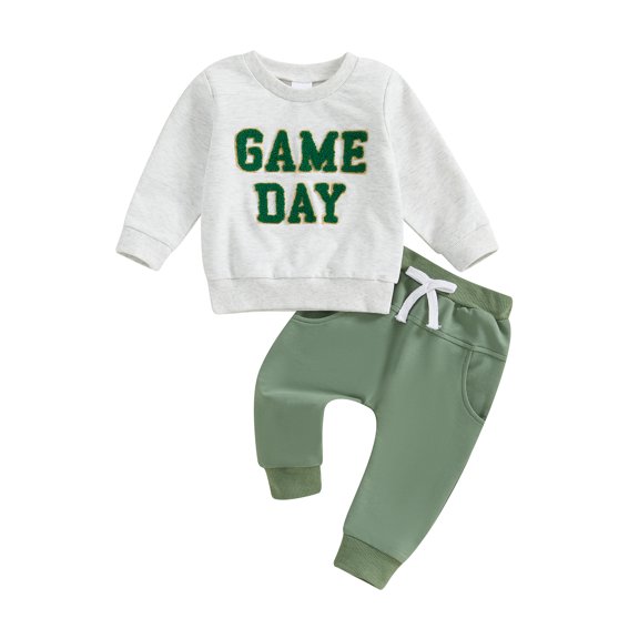 Baby Toddler Boy Fall Outfits 0 6 12 18 24 Months 2T 3T Long Sleeve Letter Embroidery Sweatshirt Pocket Pants Set Spring Clothes