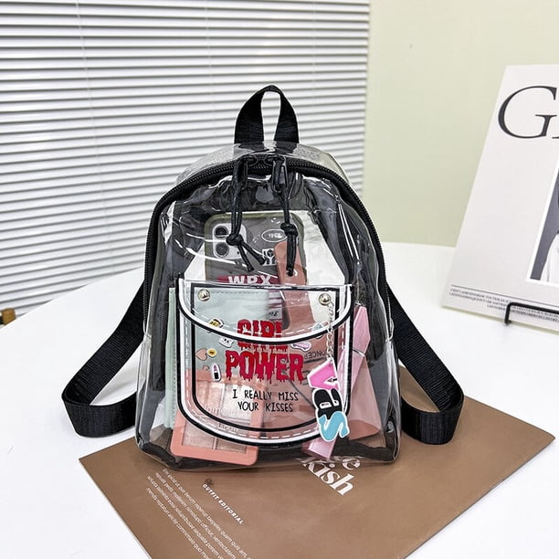 Mochila transparente de PVC para mujer, bolsa pequeña de diseñador con letras, a la moda, para estudiantes y niñas Fivean unisex