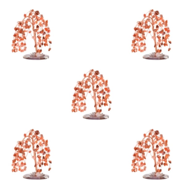 Wosthever Exquisito adorno de escritorio para árbol artesanal, símbolo de suerte, prosperidad y felicidad, piedras preciosas, riqueza, rojo Type2 NO2