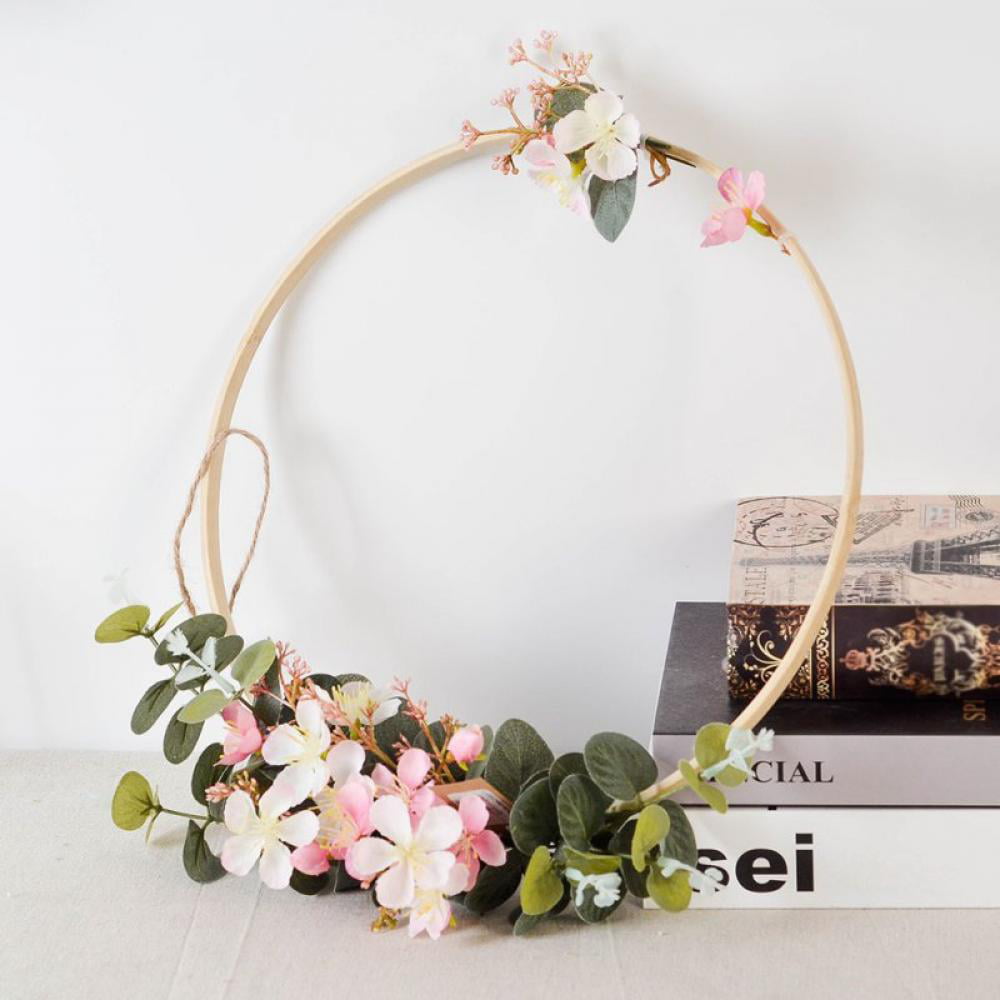6 inches round Farmhouse Chic Apartment Decor Metal Ring Wreath Boho Dorm Minimalist Valentines Dried Floral Wreath