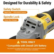 Mellif Brushless Cordless Angle Grinder, Compatible with Dewalt 20V MAX Battery, Side Grinding and Polishing Tool(with Battery)