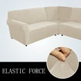 thumbnail image 4 of Eurhowing 7-Seater L-Shaped Sofa Cover, Stretch Velvet Soft Couch Slipcover for Sectional Corner Sofa, Non-Slip Furniture Protector, Beige, 4 of 10