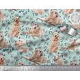 thumbnail image 3 of Soimoi Silk Fabric Floral,Book & Golden Retriever Dog Decor Fabric Printed Yard 42 Inch Wide, 3 of 3