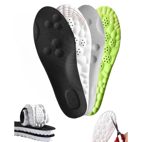 2 Pairs 4D Steppers Cloud Insoles for Women and Men, Super Soft Massage Memory Foam Insoles,Arch Support Foot,