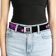 thumbnail image 5 of Ford Belt, Seatbelt Buckle Belt, Mustang Silhouette Pony Girl Flowers Black Fuchsias, Youth 22 to 32 Inches, 5 of 9
