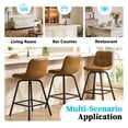 thumbnail image 3 of ClinQ 26 inch Swivel Counter Height Bar Stool Set of 3, Faux Leather Seat with Metal Legs and Back, Brown, 3 of 6