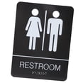 thumbnail image 1 of Letras de Baño de Braille, Colores Contrastantes de Adhesivo, Signo de Baño de Baño de Acero recubrimientos inoxidables Negro para Restaurante de Oficinas de Negocios, 1 of 7
