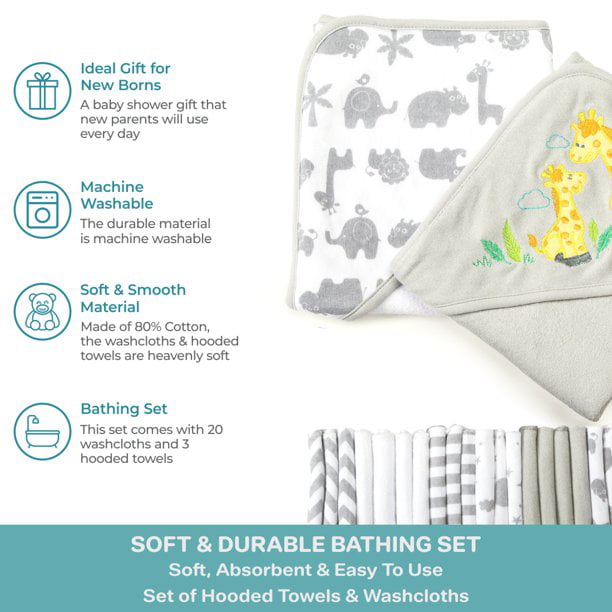 Spasilk 23-Piece Essential Baby Bath Gift Set Aqua Seahorse 