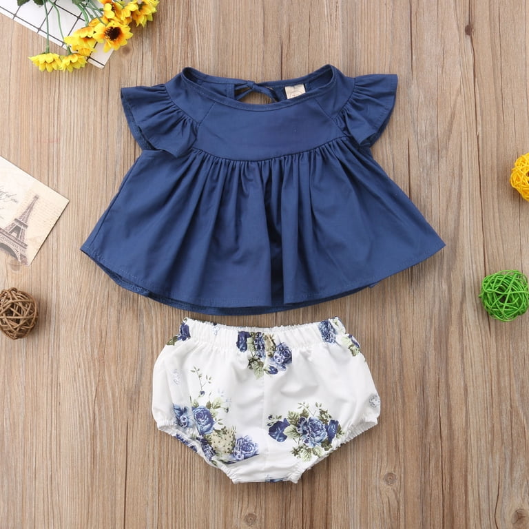 Ensemble Bébé Fille 2 Pièces – Top Sans Manches Baby-doll + Bloomers, Taille 24 Mois NWT
