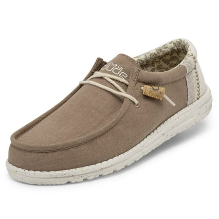 

Hey Dude Men s Wally Linen Natural Clay Size 6 | Men’s Shoes | Men s Lace Up Loafers | Comfortable & Light-Weight