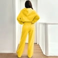 thumbnail image 6 of Women's 2 Piece Sweatshirt Sweatsuit Set Wide Leg Sweatpants Casual Lounge Outfit With Pockets Orange 2XL, 6 of 7
