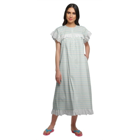 

Moomaya WoMen s Short Sleeve Nightdress For Ladies Printed Cotton Nightwear