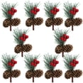 thumbnail image 4 of Artificial Stem Christmas DIY Pine Cone Pendant Simulation Berry PVC Florist Decoration Wedding Decor 10pcs Snowy Picks, 4 of 6
