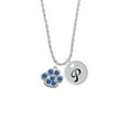 thumbnail image 2 of Delight Jewelry Silvertone Large Paw with Blue Crystals Silvertone Script Initial Disc - P - Charm Necklace, 20"+3", 2 of 4