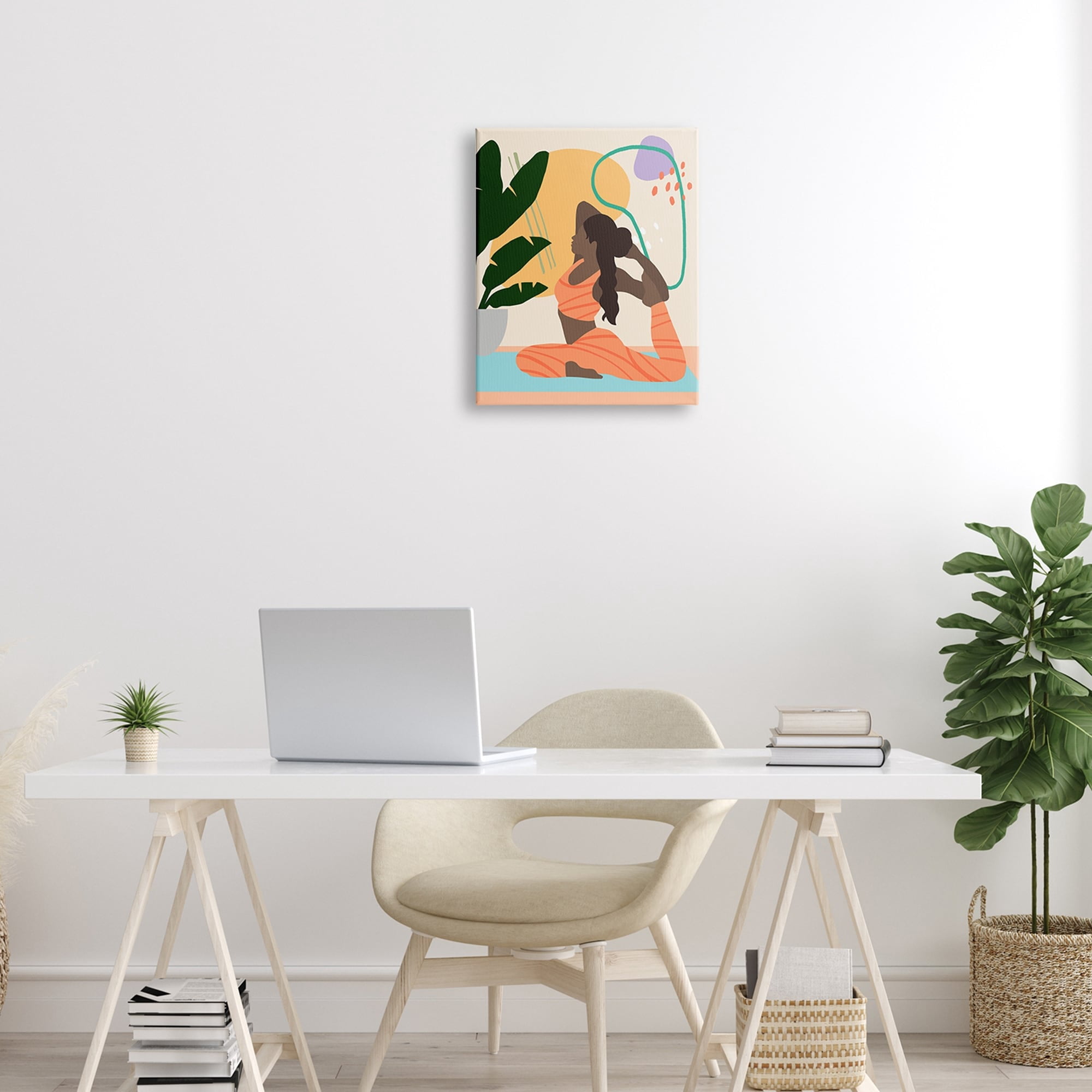 Stupell Industries Person Working Out Yoga Plant Modern Design, 16 x 20, Design by Annie Warren