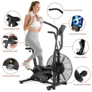 leikefitness Fan Exercise Bike Upright AirBike Indoor Cycling Stationary Bicycle with Unlimited Air Resistance System,Heart Rate Compatibility and Tablet Holder for Home Cardio Workout