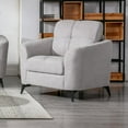 thumbnail image 4 of Callie Light Gray Woven Fabric Chair with Tufted Cushion and Metal Legs, 4 of 6