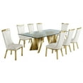 thumbnail image 1 of Clear Glass 9pc Dining Set with Gold Stainless Steel and 8 Chairs, 1 of 4