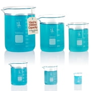 Karter Scientific 213A2 Borosilicate Glass Low Form Glass Beaker, 10/50/100/250/500/1000 mL (Pack 6)