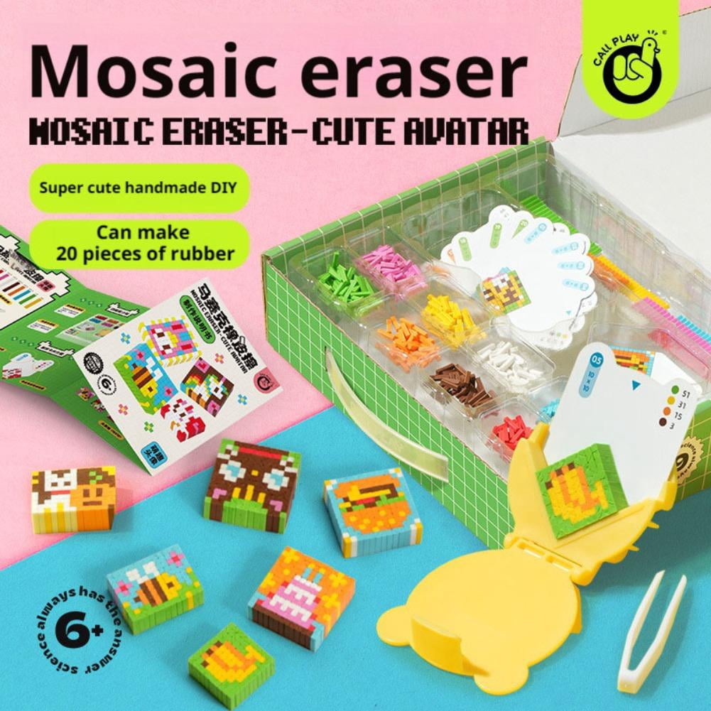 DIY Mosaic Eraser Craft Kit , Creative Puzzle Eraser Set with Cute Character Themes, Educational Stationery Toy for Fine Motor Skills, Classroom Rewards & Birthday Gifts, Multicolor