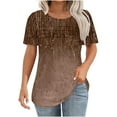 thumbnail image 2 of Delliss Women's Crew Neck Loose Blouse Summer Short Sleeve Tee Pleated Trendy Basic Top, 2 of 6