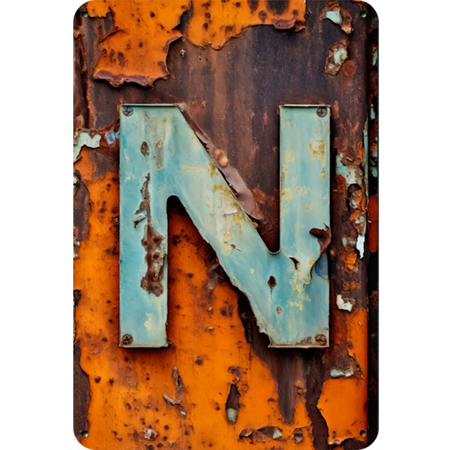 Placa Metal Vintage Letra N Pintura Hierro Rectangular Arte La Pared Barra 20x30cm
