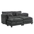 thumbnail image 7 of MOONMISS Chenille Upholstered Wood Frame Detachable Armrests Loveseat Sofa with 2 Ottomans-Black, 7 of 7