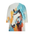 thumbnail image 5 of Xdegoge T Shirt for Women V Neck Half Sleeve Casual Western Everyday Wear Loose Fit Abstract Horse Animal Graphic Print Lightweight Flowy Soft Breathable Summer Spring Tops, 5 of 5