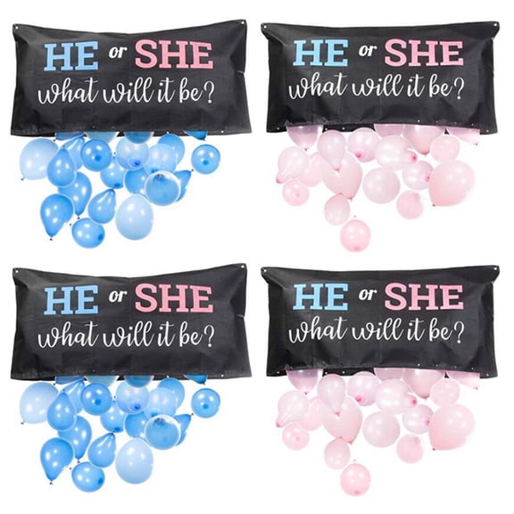 2X the Perfect Addition to Your Gender Reveal Party Supplies Gender Reveal Balloon or Girl,2 x Balloon Drop bag 24 x Pink balloons 24 x Blue balloons 2 x rope 4 x Suction hooks,Black