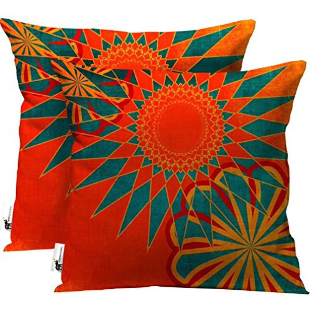 UBU Republic Handmade Boho Outdoor Throw Pillows Set of 2 Orange 16