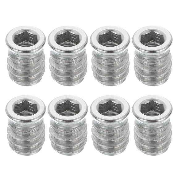 8Pcs Threaded Inserts Nuts, M6x15mm Hex Socket Drive Nut Inserts for Wood