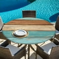 thumbnail image 6 of Farmhouse Aqua Brown Round Tablecloth, Fitted Table Cover with Elastic for 36"-44" Round Tables, Vintage Wooden Striped Table Cloth Outdoor Indoor Dinning Party Waterproof Tablecloths, 6 of 7
