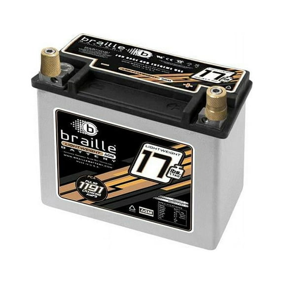 Braille Auto Battery B2317RP 12V & 17 lbs 1191 PCA Lightweight Racing Battery - 6.8 x 4.0 x 6.1 in.