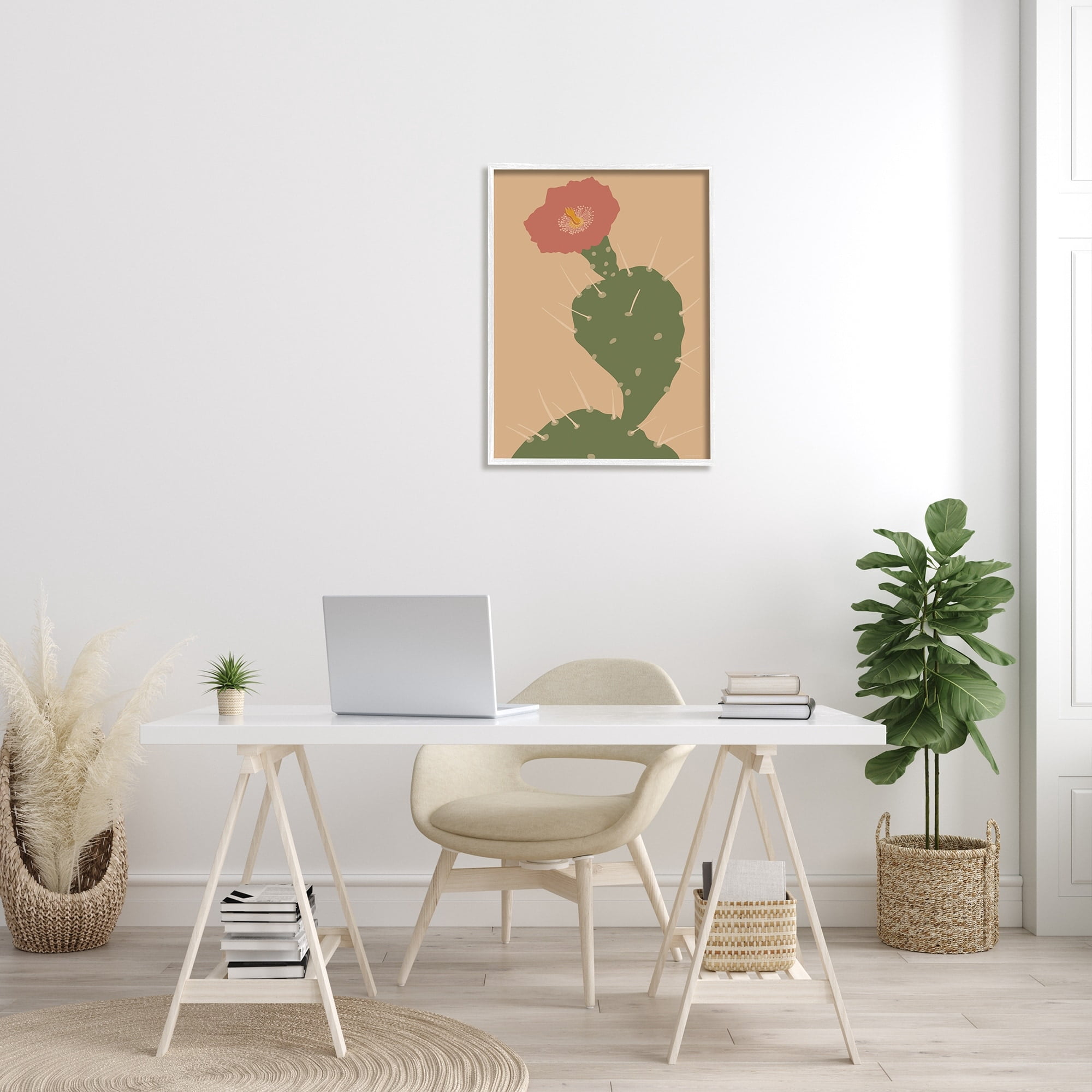 Stupell Industries Prickly Boho Cactus Flower Modern Pictorial Plant Graphic Art White Framed Art Print Wall Art, Design by Kamdon Kreations