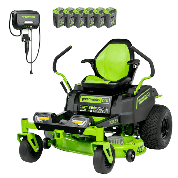 Greenworks 60V 42" Electric CrossoverZ Zero Turn Mower (6) 8Ah Batteries and 600W Wall Charger, CRZ4262