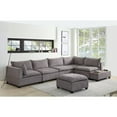 thumbnail image 2 of Contemporary Home Living Set of 7 Rhino Gray Madison Fabric Modular Sectional Sofa with Ottoman and, 2 of 6
