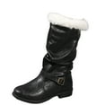 thumbnail image 2 of Christmas Santa Claus Boots Men's Wide Calf Santa Combat Boots with White Plush Cuffs Foot Bells Buckle Strap With Belt Buckle Collar Lined Ankle Booties For Cold Weather Comfort, 2 of 8