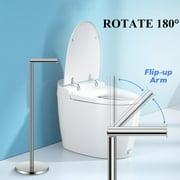 PHANCIR Freestanding Toilet Paper Holder with Top Storage Shelf, Modern Bathroom Toilet Paper Roll Holder, Silver