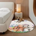 thumbnail image 2 of Easter Bunny Round Area Rug 8Ft Washable Large Circle Rugs for Living Room Dorm, Cute Rabbits Colorful Eggs Spring Rustic Flower Non-Slip Carpet Floor Mats Indoor Outdoor Carpet Runner Home Decor, 2 of 8
