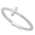 thumbnail image 4 of Christian Sideways Cross Ring .925 Sterling Silver Rope Band Jewelry Female Male Unisex Size 8, 4 of 4
