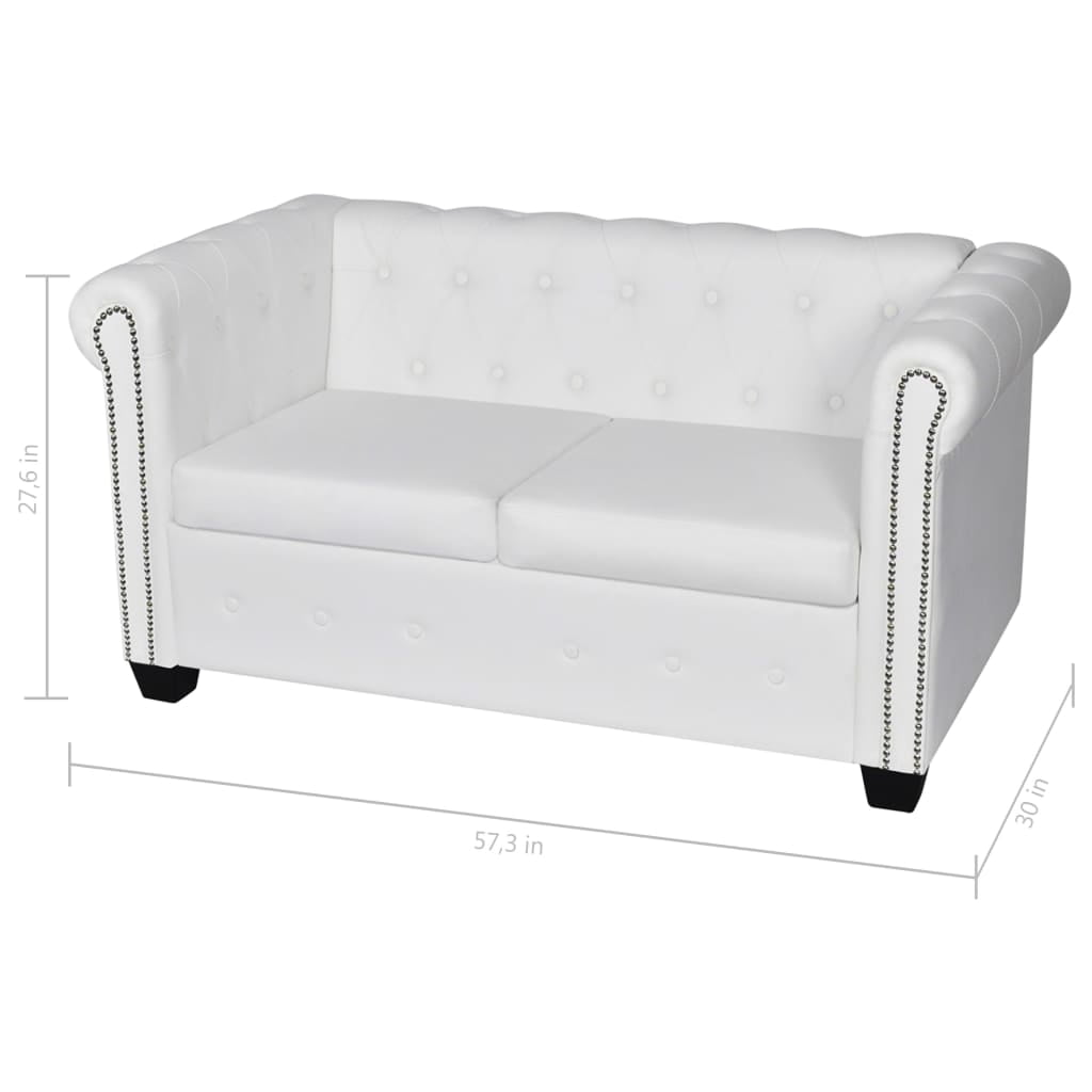 Kepooman Modern Artificial Leather Upholstered Loveseat Sofa for Living Room, White Kepooman Modern Artificial Leather Upholstered Loveseat Sofa for Living Room, White